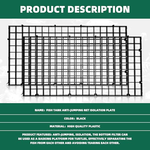 soujkooy 8Pcs Fish Tank Divider, 5.9x11.8in/15X30cm Aquarium Filter Bottom Divider Plastic Grid Tray Egg Crate, Fish Tank Bottom Isolation with 10 Sucker Clips and Bracket Ties