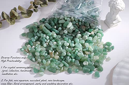 Green Aventurine Crystal Polished Rocks 0.3-0.4" Tumbled Stones Chips Stone Crushed Quartz Natural Gem Home Decoration Aquarium Plants Cacti Vase Filler Landscape Bottom Ornament 0.6lb 250G - color: Green Aventurine, size: 0.55 Pound