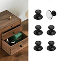 6 Pack Self-Stick Knobs Brushed Brass Self-Adhesive Drawer Knobs Aluminum No Drilling Cabinet Handle Pull with Adhesive Stick On Handle for Cupboard Fridge Dresser Window 6pcs (Black, 1-1/10")