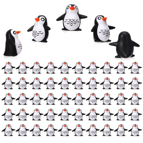 50 Pcs Mini Penguin Figurines Resin Animals Mini Resin Penguins Miniature Figurines Tiny Penguin Decor for Garden Aquarium Dollhouse Landscape Patio Yard Lawn Potted Winter Party Decor