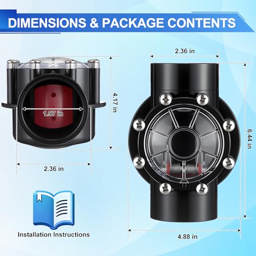 Dreyoo 2 PACK Pool Check Valve Compatible with Jandy 1-1/2-Inch to 2-Inch Check Valve, 180-degree Regulator Positive Seal & Non Lube Pump Flow Regulator for Swimming Pools and Spas - size: 1-1/2-Inch to 2-Inch