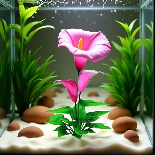 Flower Aquarium Decoration Artificial Aquatic Plant Waterweed Craft Silk Plastic Plants,Artificial Fish Tank Decorations,Used for Household and Office Simulation Hydroponic,Aquarium Plants