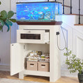 10-15 Gallon Aquarium Stand With Power Outlets, Farmhouse Fish Tank Stand, Reptile and Terrarium Stand with Drawer and Cabinet Storage, Sturdy Heavy Duty 20.4" 12",White - color: Beige brown 20.55" L