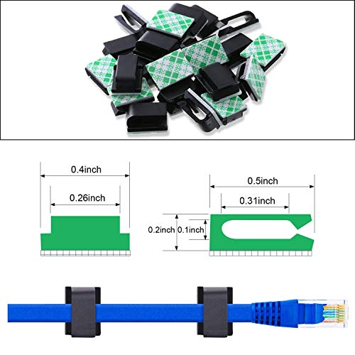 100 Pieces U Type Adhesive Cable Clips Wire Clips Drop Cable Management Clamps Wire Cord Holder Cable Fixed Organizer - 2 Color