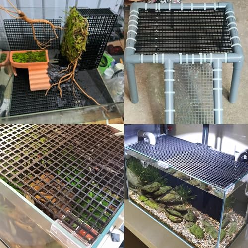 Aquarium Fish Tank Bottom Isolation 8 Pcs, Plastic Egg Crate Grid Divider Tray Egg (L 8pcs Black) - size: L 8pcs Black