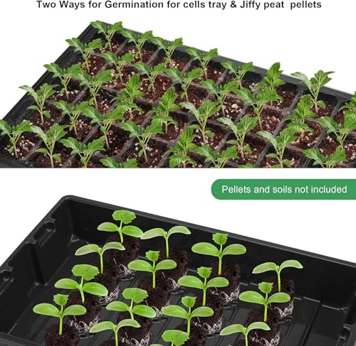 MIXC Seedling Trays Seed Starter Tray, 5-Pack Mini Propagator Plant Grow Kit Greenhouse with Humidity Vented Domes and Base for Seeds' Starting (40 Cells Per Tray, Total 200 Cells), Black - color: Black, size: 40-Cell 5-Pack