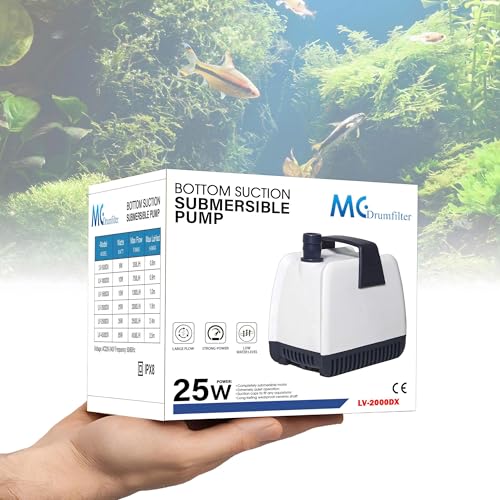Aquarium Water Pump for Fish Tank Water Change, Small Submersible Aquarium Pump 25W Mini Water Pump for Aquariums, Quiet Fish Tank Pump Drain & Sump by MCDrumfilter