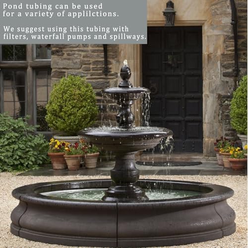 Pond Hose ID 1-1/4” × 50ft Black Corrugated Flexible Reinforced PVC Hose Vinyl Tubing for Pond Pump Fountain Garden Waterfall, Non-toxic & Kinkproof, with 2 clamps - size: 1-1/4 Inch, style: 50 Feet