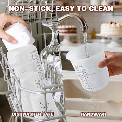 Silicone Measuring Cups 4-Pack Set, (1/2, 1, 2, 4 Cup) Reusable Silicone Cup for Prepping Cooking Baking Supplies, Melting Butter Chocolate 125ml 250ml 500ml 1000ml Dishwasher Microwave Safe - color: 125ml+250ml+500ml+1000ml