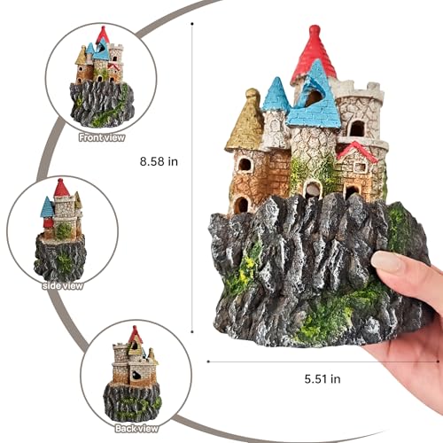 Fish Tank Castle Aquarium Decor – Large Resin Aquarium Ornaments for Aquarium Decorations, Safe Hideout Cave for Small Fish & Shrimp, Fairy Tale Fish Tank Accessories for Aquascape & Gifts - color: Castle B