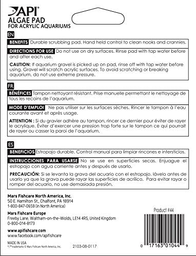API Aquarium Pharmaceuticals 44 Hand Held Pad for Acrylic Aquariums - color: No Color, size: Pad (Pack of 1)