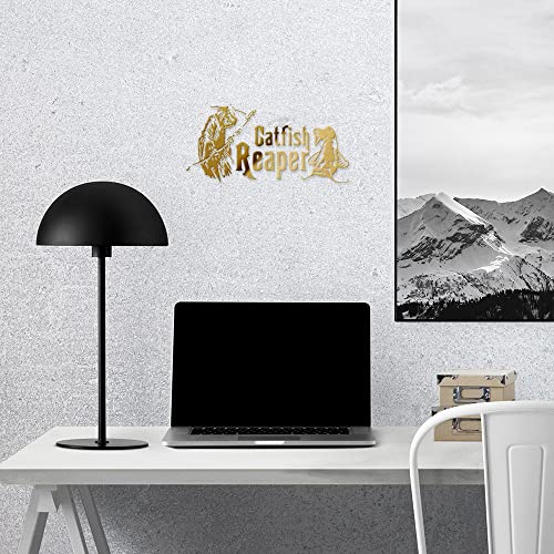 Decal Stickers of Catfish Reaper Fishing #2 (Metallic Gold) (Set of 2) Premium Waterproof Vinyl Decal Stickers for Laptop Smartphone Car Dirt Bike Wall Room Mason Jar - BICVER1570832GOW19Y24 - color: Metallic Gold, size: 6.8'' x 3.3''