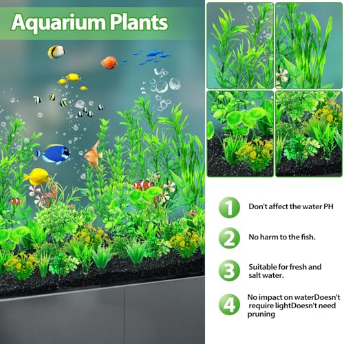 CousDUoBe 30pcs Fish Tank Accessories Aquarium Decorations Green Plants, Fish Tank Decor, Aquarium Decor Plastic Plants - size: 30Pack (2inch to 12.3inch)