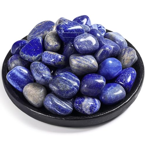 Polished Stone Set Lapis Lazuli Crystals, 0.8" Handpicked Tumbled Gemstones Rocks, Pebbles for Reiki, Chakra, Healing, Home Decor - color: Lapis Lazuli, size: 0.8"