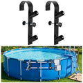 codree 2 Pcs Pool Leaf Skimmer Net Holder, Adjustable Above Ground Pools Hooks, Swimming Pool Pole Hangers for Hanging Tool, Hose, Leaf Rakes, Nets Pool-Accessories - color: Curved Black-2