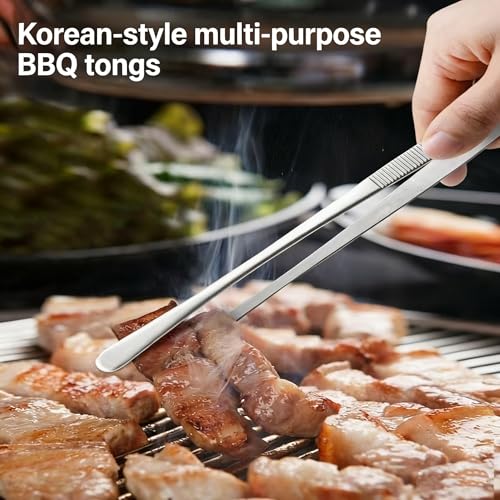 2-Pack 12-Inch BBQ Kitchen Tweezers Tongs, Extra-Long Stainless Steel Cooking Tweezers Dishwasher Safe for Grilling, Baking & Food Prep (12Inch BBQ Tongs) - color: 12inch Bbq Tongs