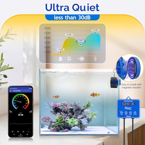 hygger Strong Wave Maker For Aquarium Magnetic DC Powerhead Adjustable Fish Tank Circulation Pump with Guard Controller for 30-90 Gallon Freshwater Saltwater 2100GPH - size: Small