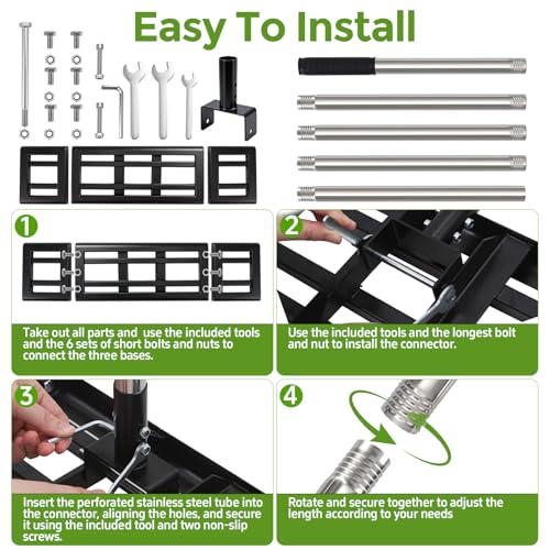 Lawn Leveling Rake for Soil, 17"-30" Modular Interlocking Stainless Steel Lawn Leveler, 78"Adjustable Handle Yard Leveling Rake, Anti-Flip Ground Leveler for Yard, Sand, Topdressing, Golf Course, Farm