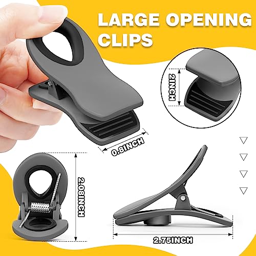 10PCS Magnetic Chip Clips Airtight Seal Reusable Grey Bag Clips for Food Storage Heavy Duty Plastic Food Clip for Refrigerator,Fridge,Snack, Kitchen,Bread Bag,Garden,Clothes Pins Home Decor - color: Gray