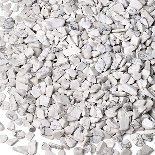LAIDANLA Howlite Crushed Stone Crystal Chips Bulk Natural Gemstones Healing Reiki Crystals Mini Quartz Vase Filler Aquarium Gravel 100g - color: Howlite, size: 0.22 Pound-（0.2"-0.28"）
