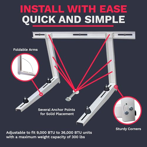 DuctlessAire Outdoor Wall Bracket - Mini Split Mounting Bracket - Ductless Air Conditioner Wall Mount - Mini Split AC/Heating System Accessories for Window AC, HVAC, Heat Pump & More (9000-36000 BTU) - size: Maz capacity 300 lbs