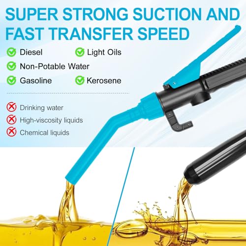 Portable Fuel Transfer Pump - 2.4 GPM Battery Powered Siphon Pump,Siphon Pump for Gasoline,for Fuel, Oil & Water, with Powerful Suction Ergonomic Nozzle 39 Inches Hose（Blue） - color: Blue