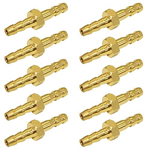 Joywayus Brass Hose Barb 3/16" ID Hex Union Brass Fitting Water/Fuel/Air (Pack of 10) - size: 3/16", style: 10PCS