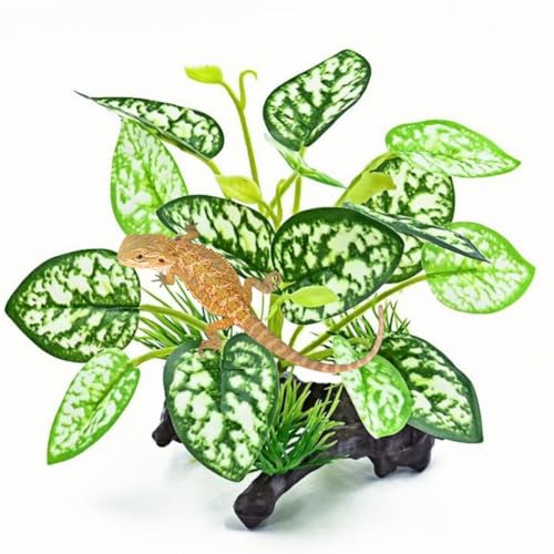 Reptile Artificial Plants, Terrarium Plants Decorations Supplies, Amphibian Habitat Hideout Tank Accessories, Rainforest Ground Plant
