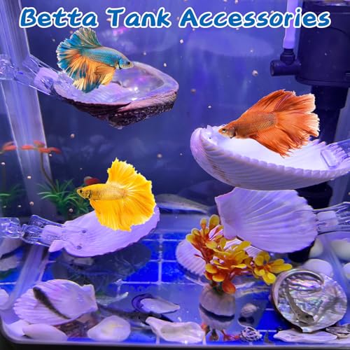 VCEPJH Betta Resting Spot 4 Pcs Betta Hammock with Suction Cups Shell Bed Toys for Aquarium Small Fish Natural Spawning Grounds Breeding Fish Tank Accessories Decorations - color: Colorful