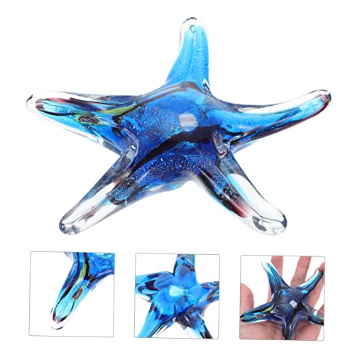Healifty Colorful Glass Sea Star Decor Ocean-Themed Desktop Ornament Handcrafted Glass Craft for Home Decoration and Aquarium Accessories Random Color