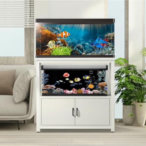 2 Pack Aquarium Background, 30×18 inch Vinyl Cloth Fish Background,Ocean & Black, for Fish Aquarium Decor Background - color: 2 pack, size: 30X18in