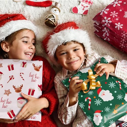 Fuxury Christmas Poly Mailers 10x13 Inch 50Pcs,Shipping Bags for Clothing,Strong Adhesive Shipping Envelopes for Small Business, Self Seal Poly Bag Mailing Envelopes White Santa Gift Decor - color: White Christmas Santa, size: 10x13'' 50pcs