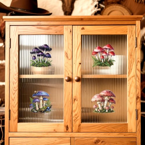 Peacoblue 18 Sheets Rub on Transfers for Crafts, Mushrooms and Poisonous Mushrooms 3.6"x3.9" UV DTF Cup Wraps Waterproof Cold Transfers Stickers for Wood Glass Metal Cup Tumblers Mirrors Home Decor - style: Mushrooms and Poisonous Mushrooms