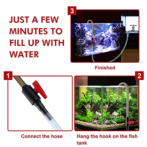 Dreyoo Aquarium Water Changer Hook with Flow Switch, Quickly Fill and Drain Fish Tank, PVC Aquarium Water Filler, Suit for 1/2'', 5/8'' 3/4'' Hose