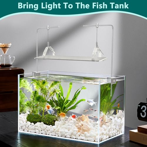 2Pcs Aquarium Light Rack, Adjustable Aquarium High Brightness Light Hanging Holder Kit for Freshwater & Saltwater Fish Tanks