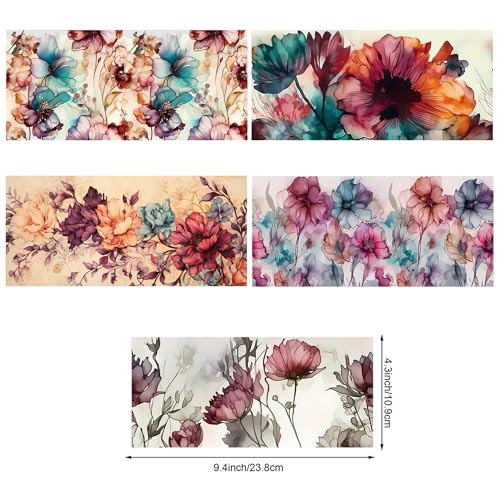 5 Sheets Flower UV DTF Transfer Stickers, for Glass Tumbler, Waterproof Decals, Plastic Adhesive Label for Bottles and Cups Decor (Style1-5 Sheet) - color: Style1-5 Sheet