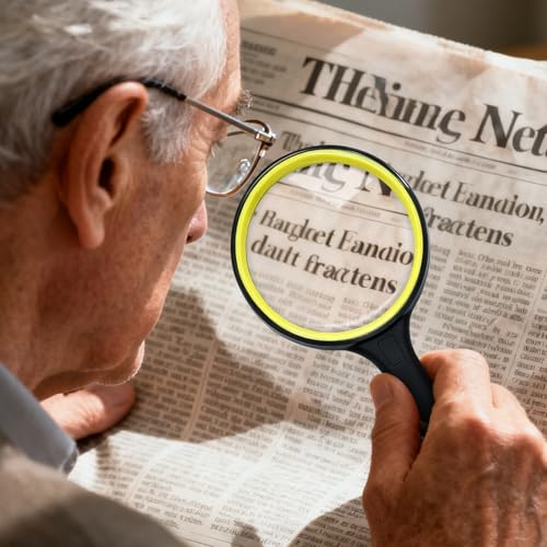 Premium 10X Magnifying Glass with Large 3 Inch (75mm) Lens - Ideal for Kids, Seniors, Close Work, Reading - Loupe Magnifier with Rubber Handle and Hole Design