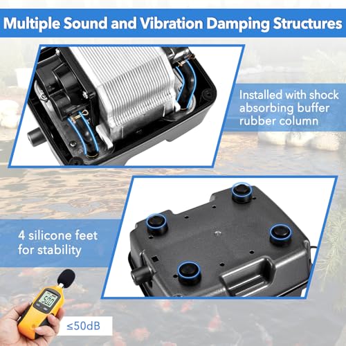 Linear Air Pond Pump, 855 GPH, Pond Aerators for Outdoor, with 8 Pcs Air Stones, for Fish Tank Koi Aquarium
