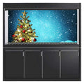Christmas Aquarium Background Poster, Fish Tank Decorations Pictures 3D Effect PVC Adhesive Poster Christmas Tree Decor Paper Cling Decals Sticker,122x46 cm - size: 122x46 cm