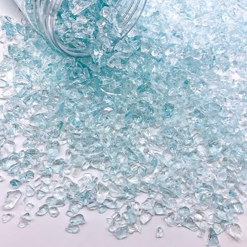 HappyFiller 1.3 LB Crushed Sand Broken Glass Pieces Crush Terrarium Gravels for Resin Arts Crafts, Fire Pit,Succulents,Vase Fillers Candle Holder Filler,Aquarium Fishbowl Stones,Water Blue - color: Water Blue