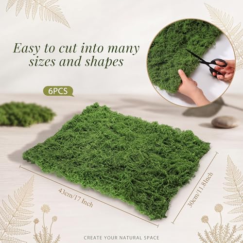 Zeyune 6 Pcs Artificial Moss Table Runner for Wonderland Tea Party Decoration Fake Moss Sheet Roll Waterproof for Enchanted Forest Fairy Decor Holiday Garden Wedding Birthday (17 x 11.8 Inch,Green) - color: Green, size: 17 x 11.8 Inch