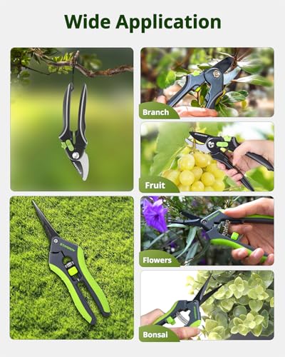 Gardening Scissors, Sharp Plant Trimming Scissors for Precise Cuts, Stainless Steel Pruning Shears Bonsai Clippers, 8.5" Bypass Garden Shears & 6.5" Straight Trimming Scissors 2 Pack - style: 6.5" Straight & 8.5" Bypass