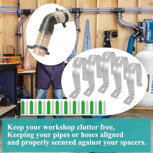 Dust Collection Hose and Pipe Holder Adjustable Hangers Bracket, Don’t Broken Like Plastic After Long Time, Durable Spray Iron, 5 PCS (Sliver, 2-1/2 Inch) - color: Sliver, size: 2-1/2 Inch