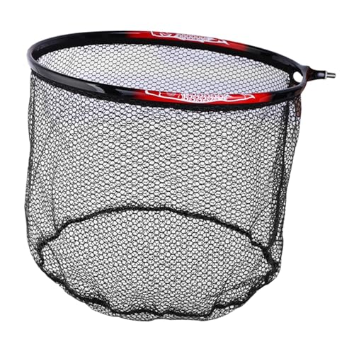 Fishing Landing Net Head Fly Fishing Net Rubber Coated Replacement Net 8mm Thread Fish Catching Releasing Landing Net Head - color: 45cm