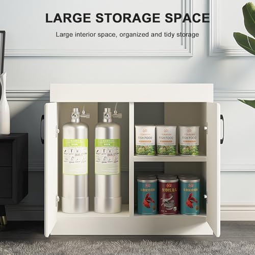 20 Gallon Fish Tank Stand, Solid Wood Aquarium Stands, Cabinet for Fish Tank Accessories Storage, Heavy Duty Breeder Turtle Terrarium Stand Rack for Home Office white 80x40cm - size: 80x40cm