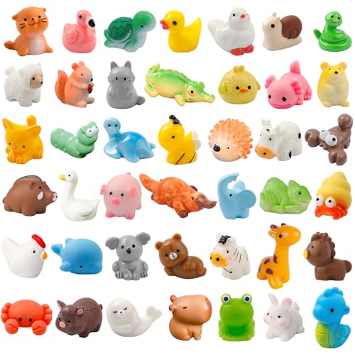 42 Pcs Mini Resin Animals 42 Styles Resin Animals Figurines Bulk for Micro Fairy Party Favors Garden Hide Accessories Dollhouse Crafts Decor - style: 42Pcs-Animals