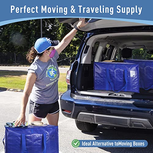 Moving Bags Heavy Duty Extra Large Storage Tote for Space Saving, Traveling Organizer, with Zippers & Strong Carrying Handles Alternative to Moving Boxes, Packing Supplies (Set of 6) - color: 6-package-Blue