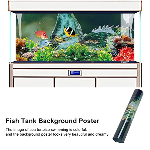 Aquarium Background PVC 3D Effects Fish Tank Decoration Picture, Self Adhesive Aquarium Sticker with Realistic Design, Non Durable Background for Freshwater (122 * 50CM) - size: 122*50CM