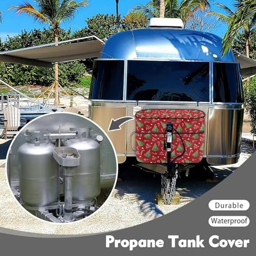 Christmas Tree 20lb RV Propane Tank Cover for Travel Trailer Polyester Waterproof Cover Sun Protection Easy To Stall - color: Christmas Tree, size: S(20LB)
