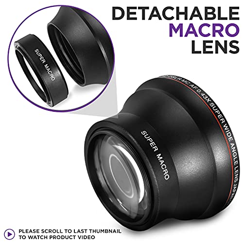 Altura Photo 49MM 0.43x HD Wide Angle Lens with Macro - Attaches to 49MM Filter Thread (Not Camera Body) Mirrorless Camera Accessories for Canon EOS M50, M2, M3, M5, M6 II, M10, M100, M200, R50, R100 - size: 49MM